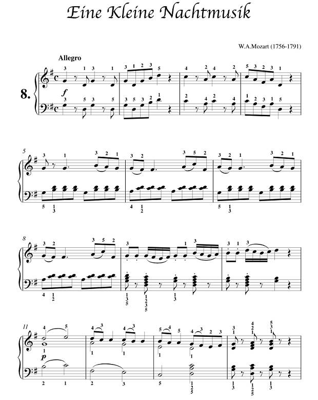 Mozart Kleine Nachtmusik Easy Piano